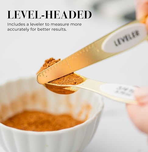 Styled Settings White and Gold Magnetic Measuring Spoons, 8-Piece - color: White & Gold