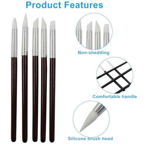 15 Pcs Silicone Paint Brushes Set, Black Barrel-White Tip