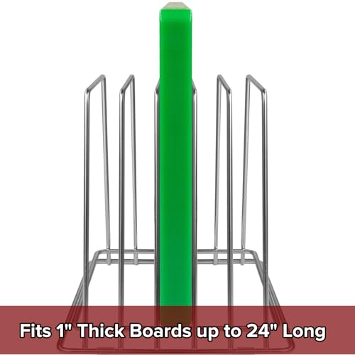 Professional Kitchen Cutting Board Organizer, 1" Slot Stainless Steel Rack - size: 5 Slot, style: 1" Width