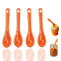 Mini Spoons for Spices, Ceramic Spoon 3.5 inch, Espresso Spoons - color: Orange spoon A set of 4