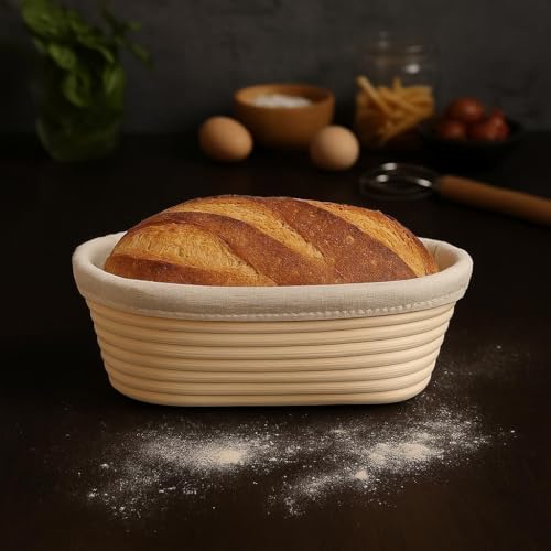 Saint Germain Bakery 10-Inch Oval Banneton Proofing Basket with Liner