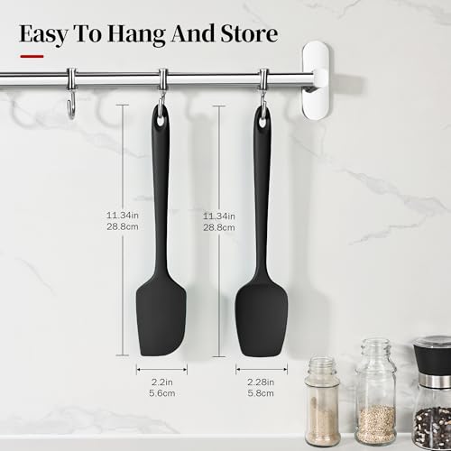 600ºF Heat Resistant Silicone Spatula Spoonula Set of 2, Black - color: Black, size: Large/Spoon Spatula - 2pcs