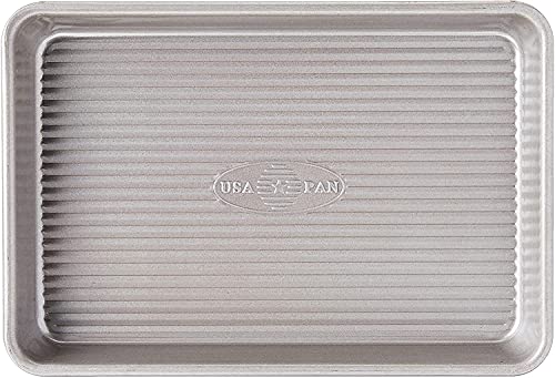 USA Pan Bakeware Mini Sheet Baking Pan Warp Resistant with Nonstick Quick Release Coating, Aluminzed Steel, Set of 2 - size: Set of 2, style: Mini Sheet Pan