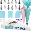 HOTEC Piping Bags and Tips Set, 120 Pcs Cake Decorating Kit with 100pcs 12 Inch Disposable Pastry Bags, 1 Reusable Piping Bags, 12 Piping Tips, 3 Cake Scraper, 2 Couplers, 2 Bag Ties, Baking Supplies - size: 12inch 120pcs