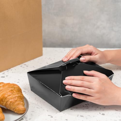 Karat Paper to Go Boxes [76 oz - 200 ct] Leak-Resistant, Microwavable, Heavy-Duty Take Out Boxes | Grease Resistant & Stackable, Black - color: Black, size: 76