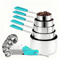 Bopei 10-Pcs Stainless Steel Measuring Cups & Spoons Set, Aqua Sky Handles - color: Aqua Sky