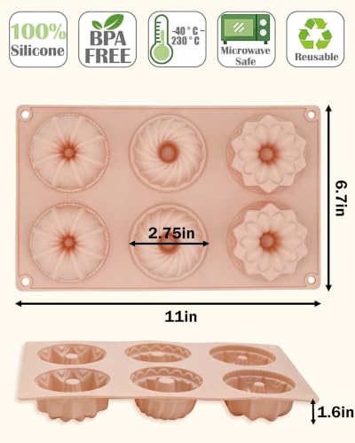 Jello Molds, 3pcs Silicone Fluted Tube Cake Pans, 6-Cavity Non Stick Silicone Baking Molds for Cupcake, Donuts, Muffin, Cornbread, Brownie, Jellies (Caltle-Pink+Blue+Gray) - color: Caltle-Pink+Blue+Gray
