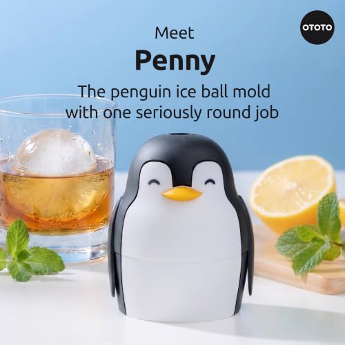 OTOTO Penny Penguin Ice Ball Maker, Sphere Ice Mold - White Elephant Gifts