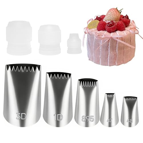 8 Pcs Basketweave Piping Tips Set with Couplers - color: 3D/1D/895/48/47
