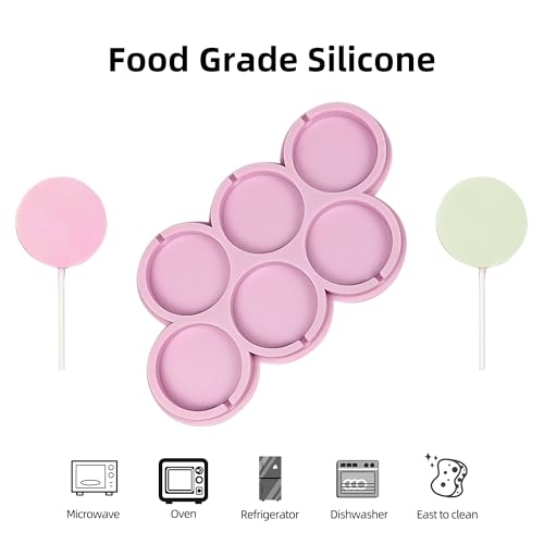 Round Lollipop Molds 2 inch Silicone Chocolate Lolly Mold 2pcs Round Shapes Lollipop Candy Sucker Molds with 25 Sticks - size: Round