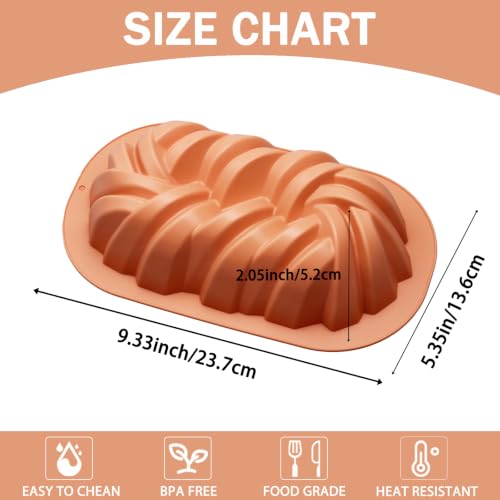 1 Pcs Silicone Cake Molds, Nonstick Bread Loaf Pans for Jello, Bread, Cheese Cake, Pastry, Loaf, Tart Pie, Brownie, Chocolate(Terracotta Color)