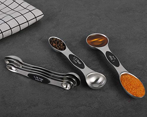 Magnetic Measuring Spoons Set of 6 Dual Sided Stackable Measuring Spoons - color: Black