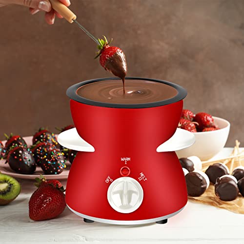 Fondue Pot Set, Mini Electric Fondue Pot Set for Melting Chocolate Cheese, Chocolate Meting Pot fondue maker with Dipping Forks For Holiday Christmas Birthday Gift - color: Red