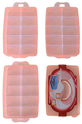 Sooyee 3-Tier Craft Storage Organizer with Dividers, Orange - color: Orange, size: 3 Tier
