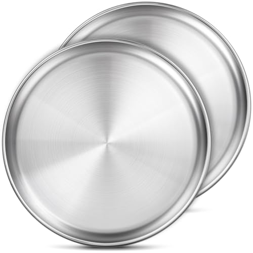 13½ Inch Stainless Steel Pizza Pan Set of 2, Pizza Pan for Oven, Steel Pizza Tray for Baking Cookie Pie Cake, Round Stainless Steel Pizza Plate Pizza Baking Sheet, Easy Clean & Dishwasher Safe - size: Set of 2（13.5 inch）