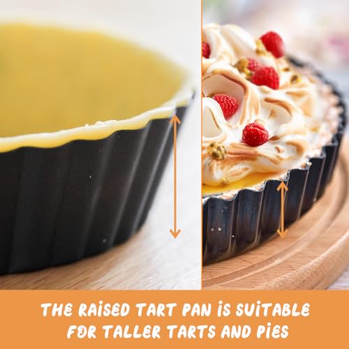RICHSC-PAN Deep Tart Pan, 9.5 x 2.2 Inches Non-Stick Tall Tart Pan. - size: 9.5*2.2Inch