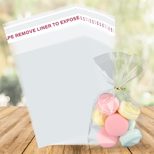 200Pcs Cookie Bags 5x8 Inches Self Sealing Cellophane Bags Plastic Resealable Clear Cookie Bags with Twist Ties for Cookies Packaging Candy Treat Party Favors Bag - size: 5x8 Inches