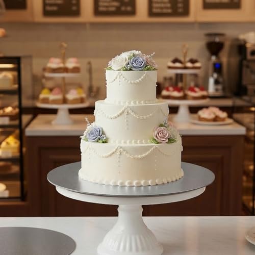 Silver Cake Boards 4 Pack, 6 8 10 12 Inch Round Cardboard Cake Base - color: Silver