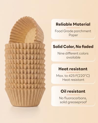 Bake Choice 400pcs Mini Cupcake Liners for Baking, Muffin Liners - color: Natural