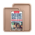 BAKKEN 3-Piece Kitchen Baking Pans - Small, Medium, and Large Cookie Pan, With Nonstick Coating, Stackable and Space-saving Design, PFOA, PFOS, PTFE Free, Oven Safe Tray (Up To 450°F), Brown - color: Brown, size: 3 Piece Set