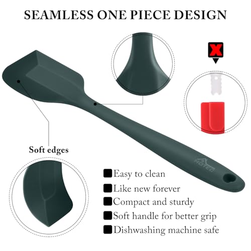 HOTEC 600℉ Heat Resistant Silicone Rubber Spatula Set, Neutral, Set of 5 - color: Neutral