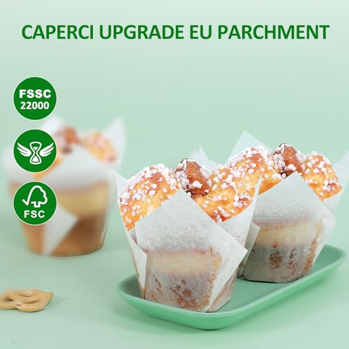 Caperci 150pcs White Tulip Cupcake Liners for Baking Parchment Muffin Cups - color: White (150-Count)