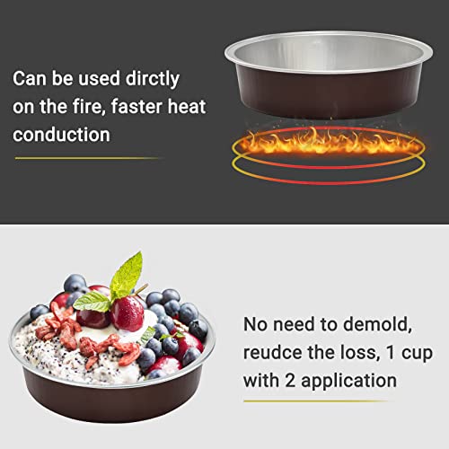 Beasea Disposable Mini Pie Tins With Lids, 4 Inch 50 Pack Disposable Mini Pie Pans, 8 Oz Aluminum Foil Coffee Brown Tart Pans Round Oven Baking Small Cake Tin for Cheesecake Fruit Tart Quiche - color: Brown