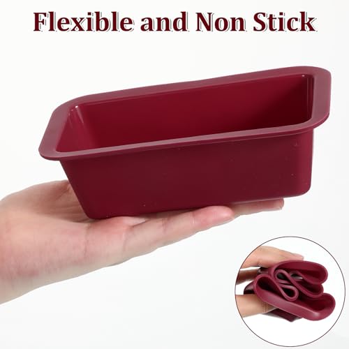 12 Pcs Silicone Mini Loaf Pan Silicone Bread Loaf Pan Rectangle Baking Molds Non Stick Small Baking Pans for Mini Cake, Loaf, Bread and Meatloaf, Red 6.1 x 3.3 x 1.8 Inch