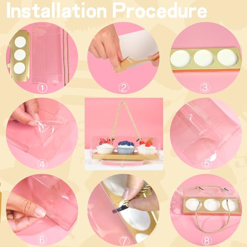 20Pcs Clear Cupcake Boxes with Handle, Cupcake Carrier for Party - color: B-Gold 9x3x3in