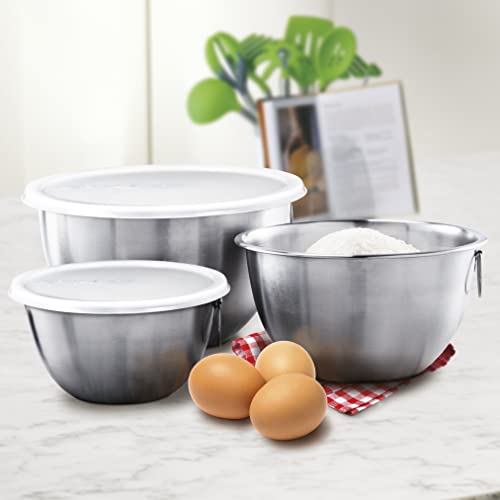 Tovolo Stainless Steel Nesting Mixing Bowls Set of 3 with Lids - size: Set of 3