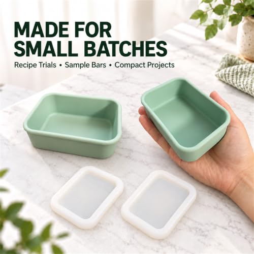 Silicone Soap Molds with Lids, 2 Pack, 8.5 fl oz Each, Sage Green - color: Sage Green