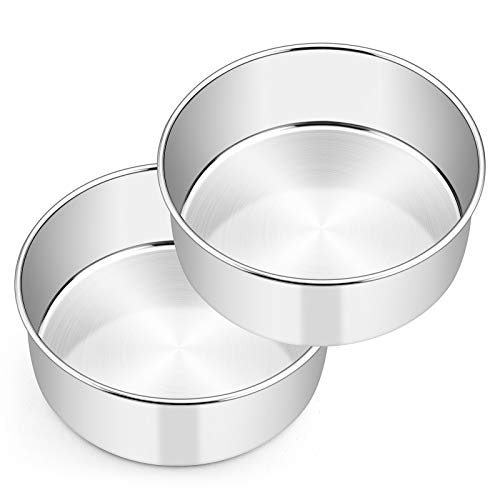 E-far 9½ x 3 Inch Cake Pan Set of 2, Stainless Steel Deep Cake Pans - size: 9.5 x 3 inches