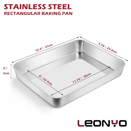Leonyo 12⅓ x 9¾ x 2 Inch Baking Cake Pans Set of 2, Casseroles Dish Sheet - size: 12⅓ x 9¾IN