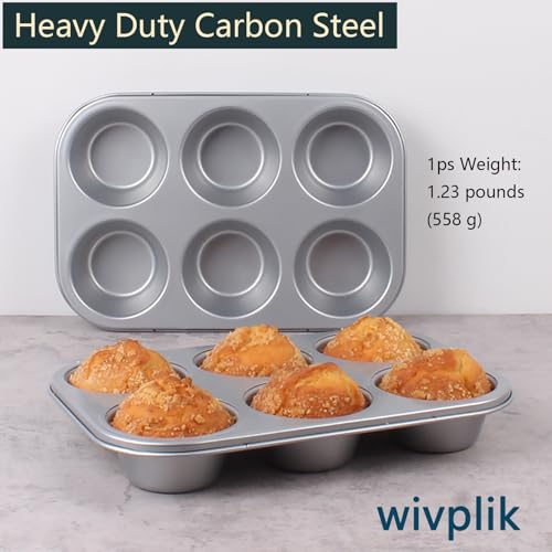 Nonstick Jumbo Muffin Pans, 2 Pack 6 Cup Extra Large Cupcake Tins