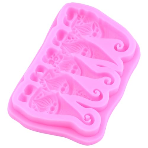 Mujiang Christmas Silicone Molds Snowman Gnome Deer Fondant Mold Set of 4 - color: Style F