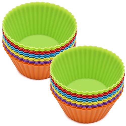 24 Pack Silicone Baking Cups, Reusable Cupcake Liners Molds, Multicolor - color: Multicolor