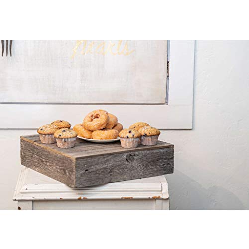 BARNWOODUSA Wood Cake Stand 15"x15" Weathered Gray Rustic Wooden Wedding De - color: Natural Weathered Gray, size: 15" x 15" x 3"