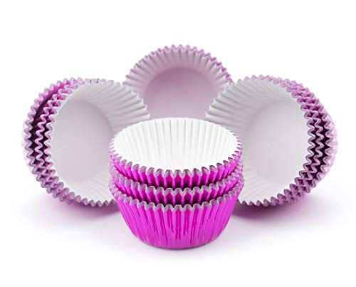 Hot Pink Foil Mini Cupcake Liners Baking Cups, 300-Count - color: Hot Pink