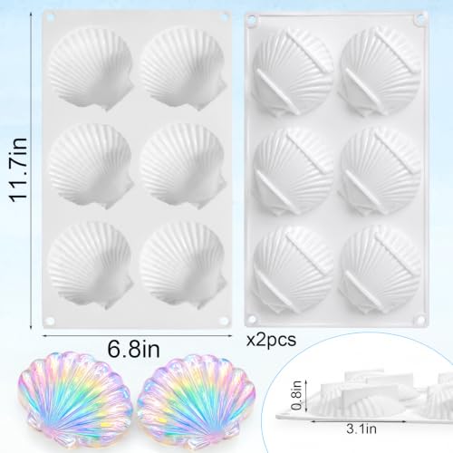 Juome 2 Pack Shell Shaped Silicone Molds - Seashell Chocolate Baking Molds - color: 2Pcs Large Seashell