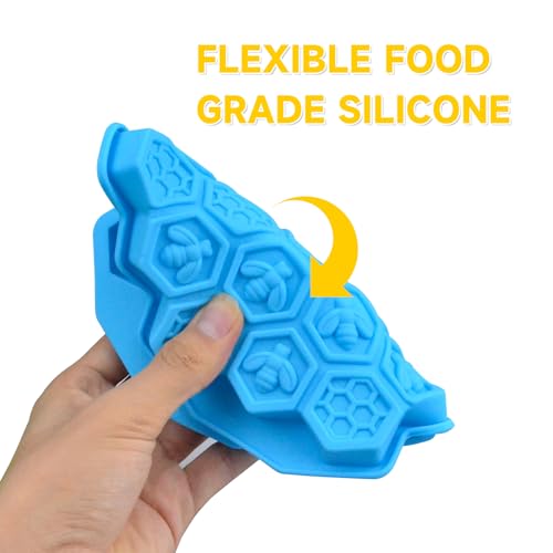 3Pcs Honeycomb Bees Silicone Molds, XJMWXHFC 19 Cavities Chocolate Molds, Food Grade Silicone Baking Molds, Non-Stick Cake Mold for Chocolate, Candy, Jelly, Ice Cube, Mini Cakes (Pink, Green, Blue)