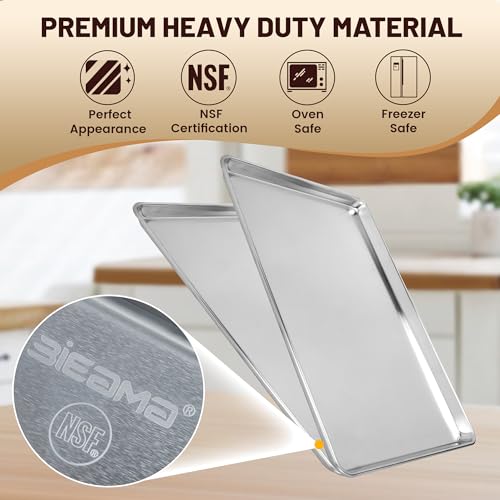 BIEAMA 12 Pack 26" x 18" Full Size Baking Sheet Pan, Aluminum - size: 12PACK Full Size 26"×18"