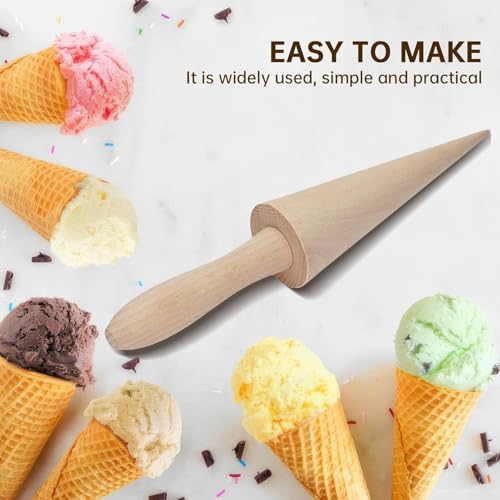 Wood Cone Roller Pizzelle Roller Ice Cream Cone Roller Mold Natural Waffle Cone Roller Wooden Mini Waffle Cones Pastry Decorating Baking Pastry Tool Cone Mold Pizzelle Makers Pastry Roller