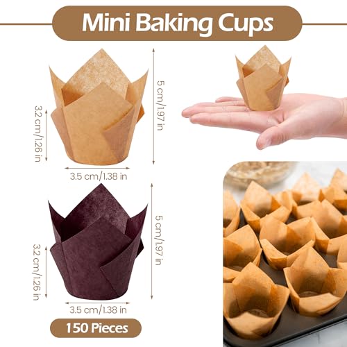 Ruisita 150 Pcs Mini Cupcake Liners Muffin Liners Baking Cups - color: Natural, Brown