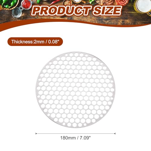 PATIKIL Round Barbecue Grill Mesh Grate, 7" Circular Stainless Steel BBQ Mesh Rack Circular Hole Round Barbecue Grilling Net for Outdoor Camping Home Party Family Gatherings - size: 7 inch