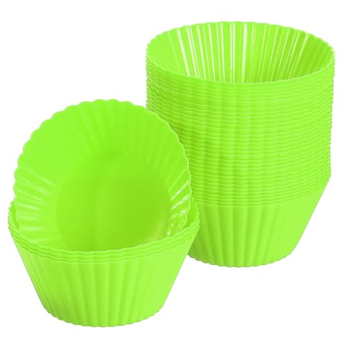 uxcell 36Pcs Silicone Cupcake Liners Non-Stick Baking Cup Green - color: Green, size: 3.5cm/1.4inch
