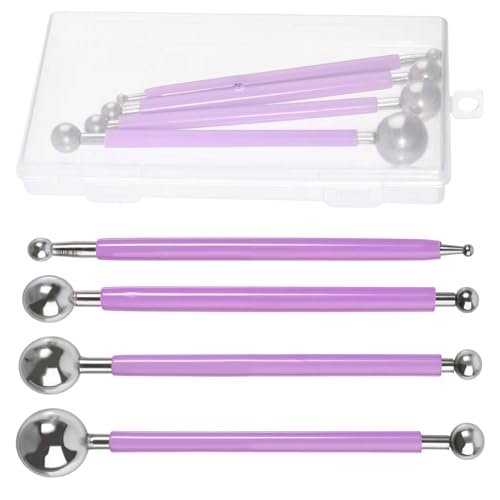 SPEEDWOX 4pcs Caulking Tool Set Metal Ball Modeling Tools Double Ended