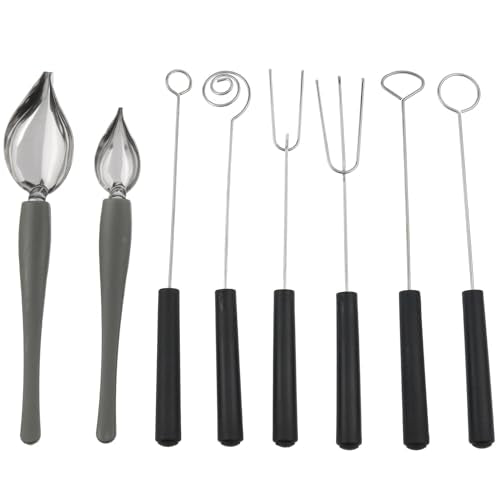 AYLIFU 2 PCS Drawing Decorating Spoon Set 6 PCS Candy Dipping Tools Stainless Steel Chocolate Dipping Tool Set for Decorating Plates Cakes Coffee