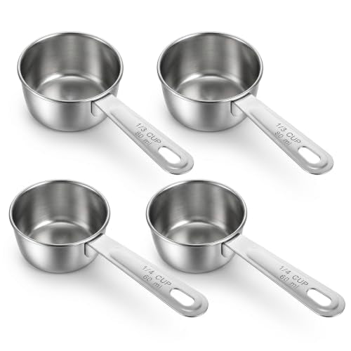 4 Pcs Measuring Cup, 1/4 1/3 Cup Stainless Steel Measuring Cups