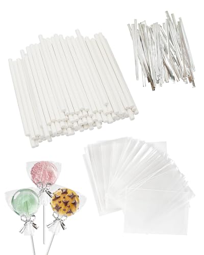 3.5mm 4-inch CHELIZIYA Paper Lollipop Sticks and Wrappers Silver Set - color: Silver
