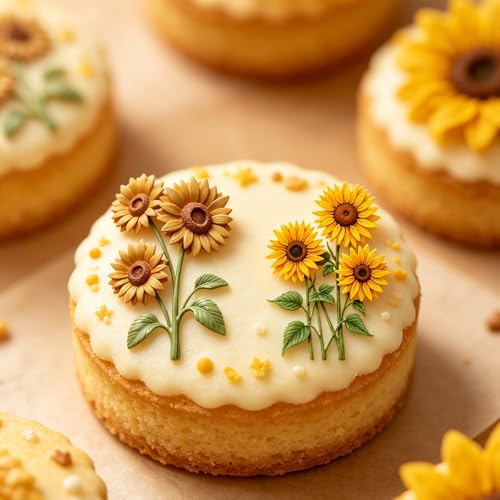 2 Pcs Sunflower Silicone Fondant Molds for Cupcake Toppers, Candy - color: Sunflower silicone mold